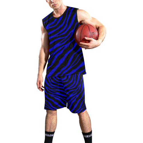 Ripped SpaceTime Stripes - Blue All Over Print Basketball Uniform