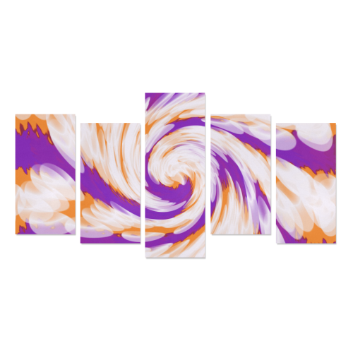 Purple Orange Tie Dye Swirl Abstract Canvas Print Sets E (No Frame)
