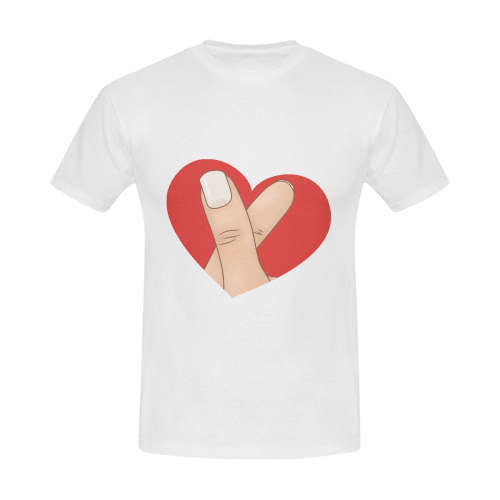 Red Heart Fingers Men's T-Shirt in USA Size/Large (Front Printing Only)