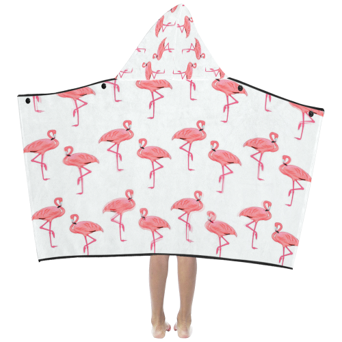 Pink Flamingos Tropical Beach Pattern Kids' Hooded Bath Towels