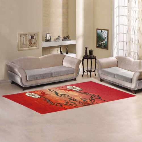 Music clef with floral design Area Rug 9'6''x3'3''