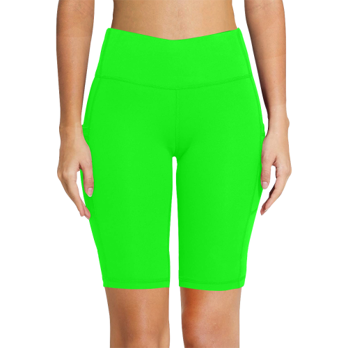color lime Women's Workout Half Tights (Model L42)