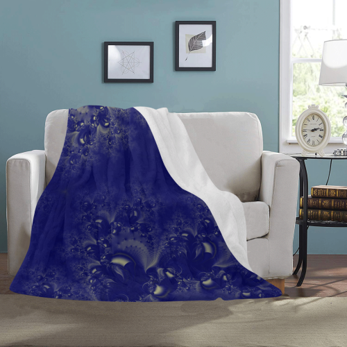 Royal Blue Frost Fractal Abstract Ultra-Soft Micro Fleece Blanket 50"x60"