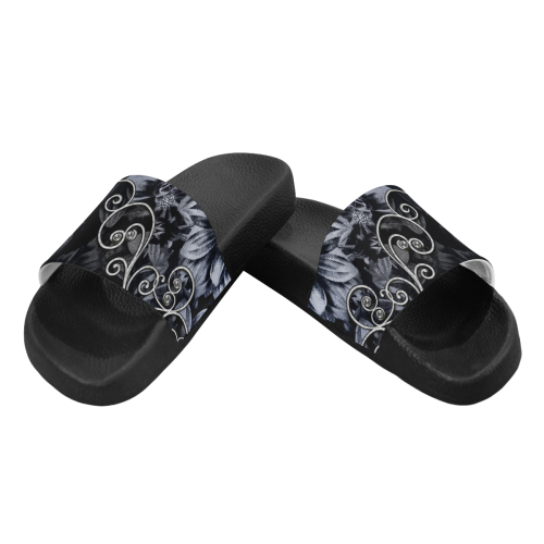 Flower power in blue Men's Slide Sandals (Model 057)