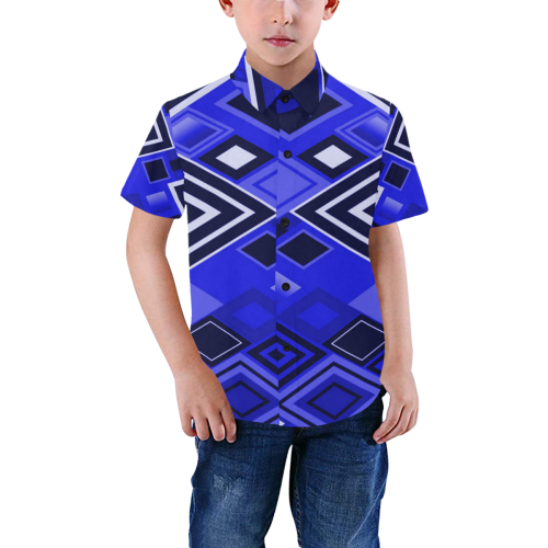 geometry checks Boys' All Over Print Short Sleeve Shirt (Model T59)