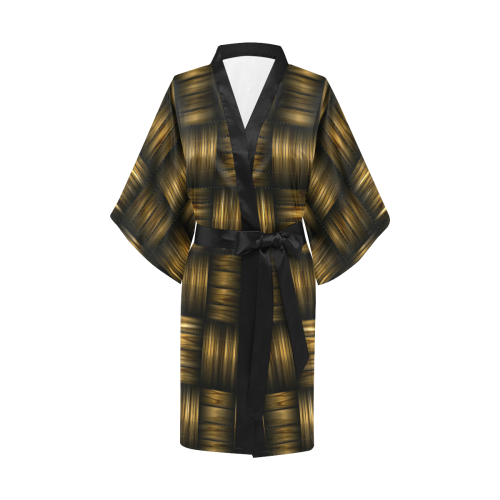 Golden Black Weave Kimono Robe