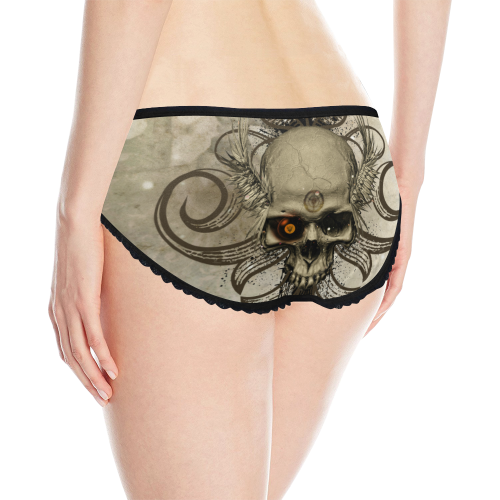 Creepy skull, vintage background Women's All Over Print Classic Briefs (Model L13)