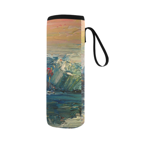 Mountains painting Neoprene Water Bottle Pouch/Large
