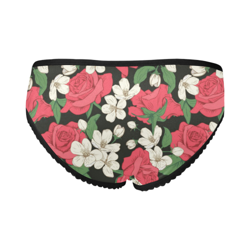 Pink, White and Black Floral Women's All Over Print Girl Briefs (Model L14)