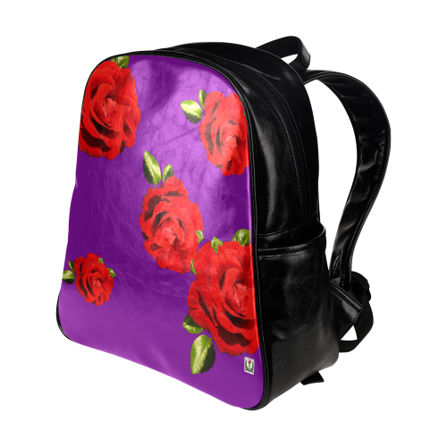 Fairlings Delight's Floral Luxury Collection- Red Rose Multi-Pockets Backpack 53086b5 Multi-Pockets Backpack (Model 1636)