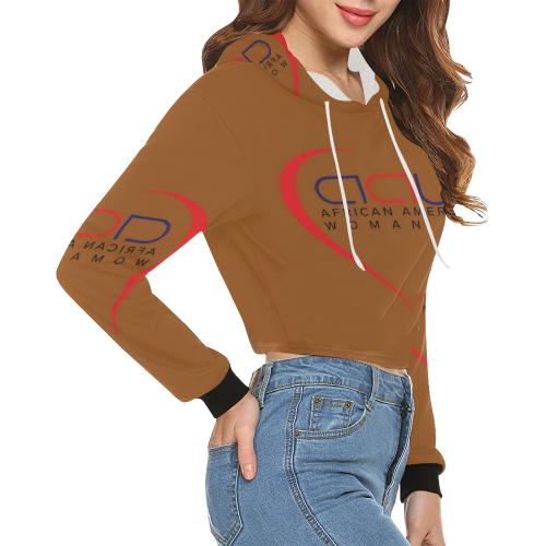 AAW101 Orange Crop Top Sweater All Over Print Crop Hoodie for Women (Model H22)