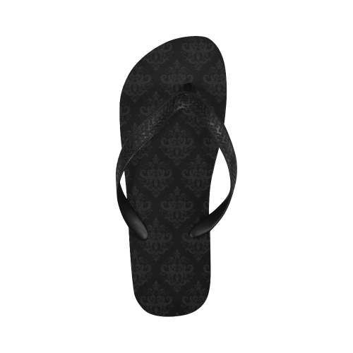 Black on Black Pattern Flip Flops for Men/Women (Model 040)