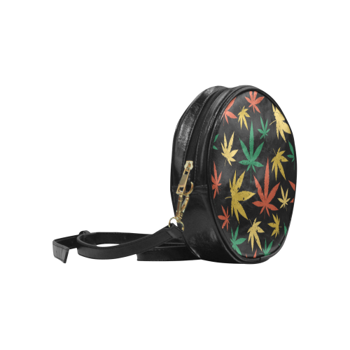 Cannabis Pattern Round Sling Bag (Model 1647)