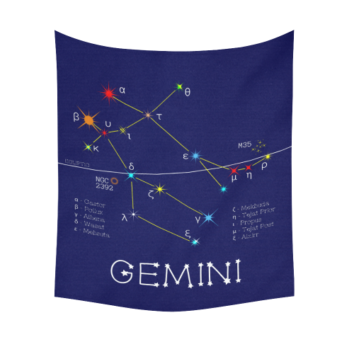 Constellation Gemini star horoscope zodiac funny Cotton Linen Wall Tapestry 51"x 60"