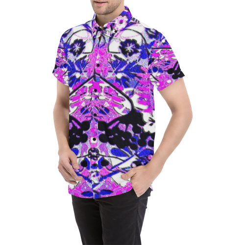 floral abstract Men's All Over Print Short Sleeve Shirt (Model T53)