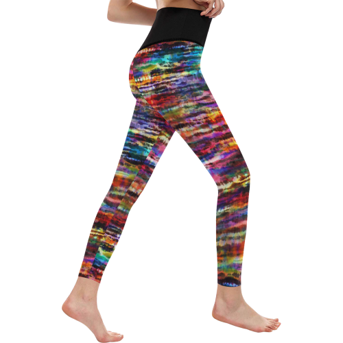 Melting Rainbow Digital Tie Dye Women's All Over Print High-Waisted Leggings (Model L36)
