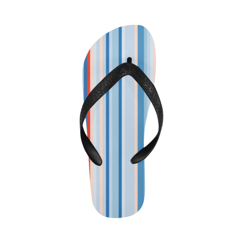 Blue and coral stripe 1 Flip Flops for Men/Women (Model 040)