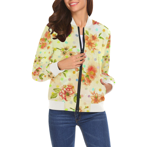 Watercololor Pink Blossoms Wallpaper Trend 3 All Over Print Bomber Jacket for Women (Model H19)