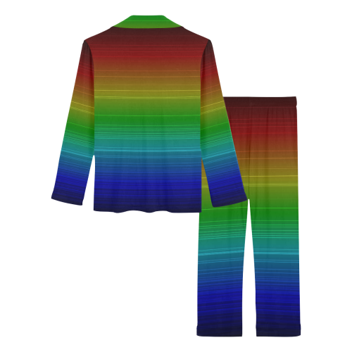 Dark Rainbow Stripes Women's Long Pajama Set