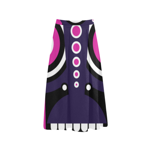 Pink Purple Tiki Tribal Aoede Crepe Skirt (Model D16)