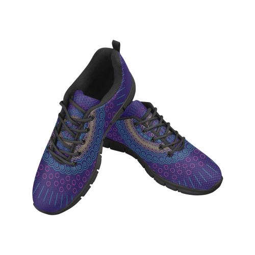 blue mandala circular Men's Breathable Running Shoes (Model 055)