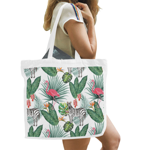 Awesome Flamingo And Zebra Canvas Tote Bag/Large (Model 1702)