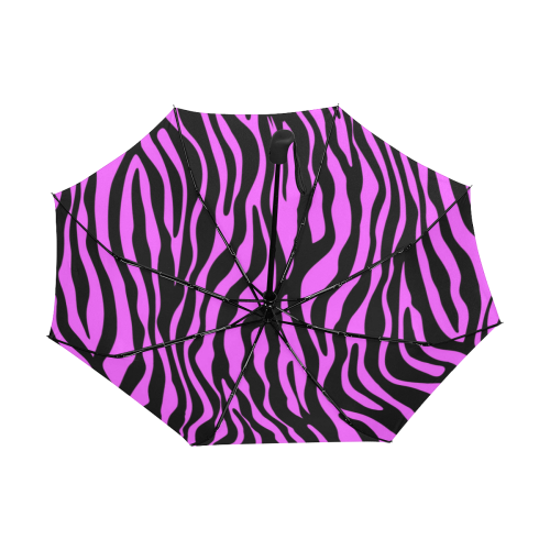 Zebra Stripes Pattern - Trend Colors Black Pink Anti-UV Auto-Foldable Umbrella (Underside Printing) (U06)