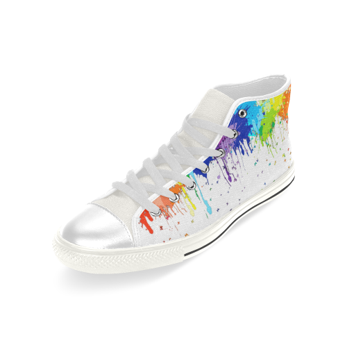 Rainbow Butterfly Splatter Men’s Classic High Top Canvas Shoes (Model 017)