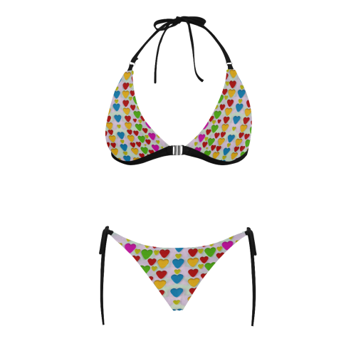 So sweet and hearty as love can be Buckle Front Halter Bikini Swimsuit (Model S08)