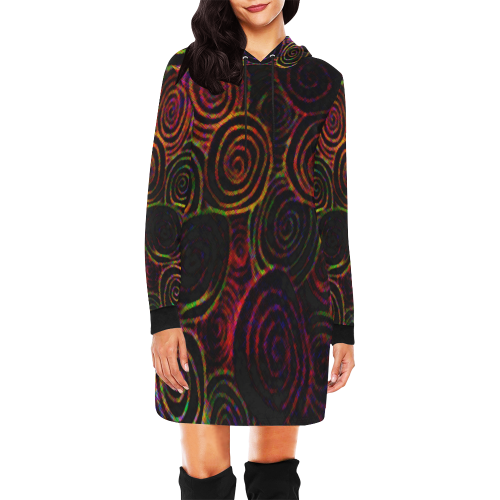 Velvety Swirls All Over Print Hoodie Mini Dress (Model H27)