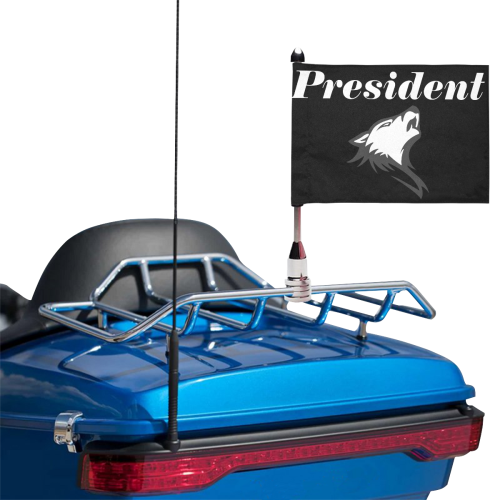 President - SILVER FOX Motorcycle Flag (Twin Sides)