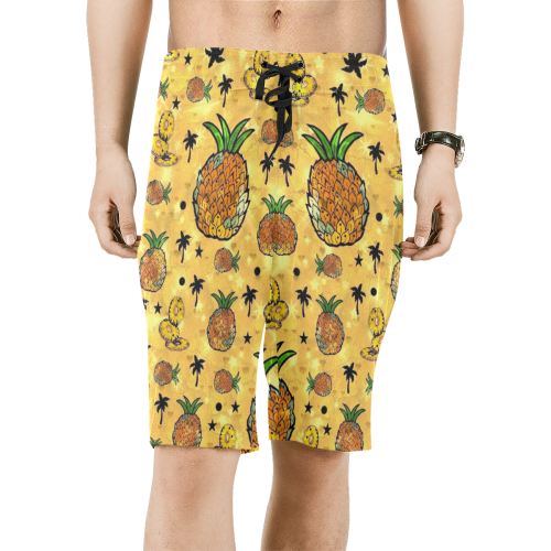 Pineapple Popart by Nico Bielow Men's All Over Print Board Shorts (Model L16)