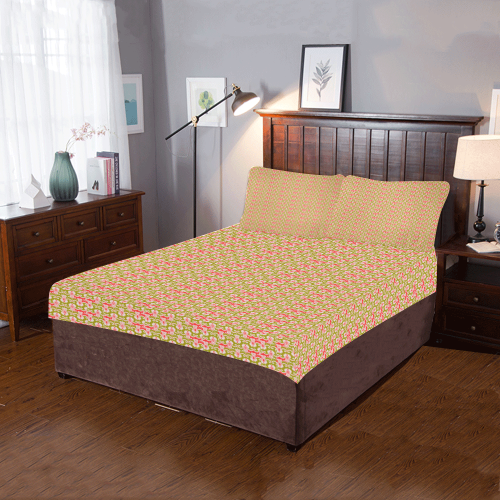 Orange Lime Multi Country French 3-Piece Bedding Set