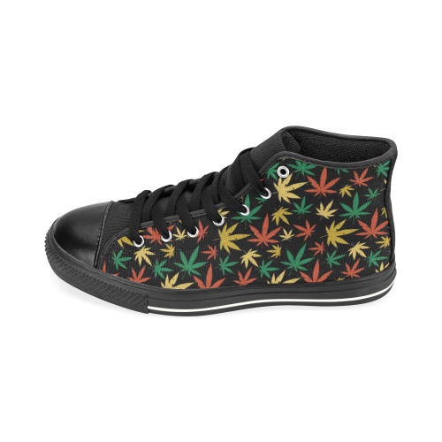 Cannabis Pattern High Top Canvas Shoes for Kid (Model 017)