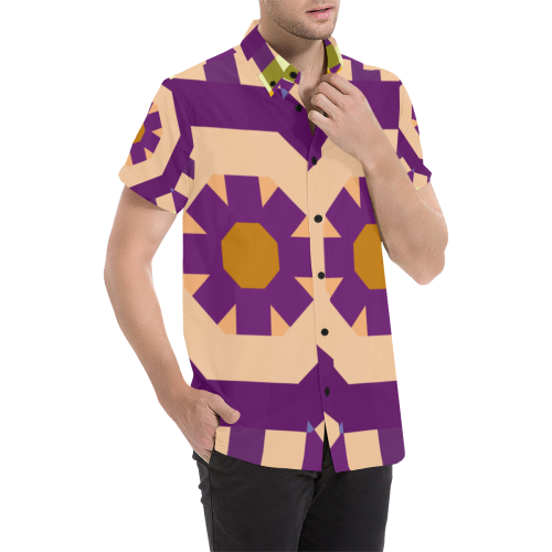 Puzzle Minimalism Men's All Over Print Short Sleeve Shirt (Model T53)