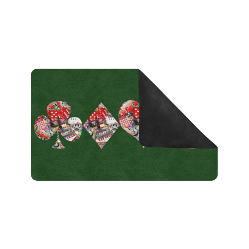 Las Vegas Playing Card Shapes on Green Doormat 30"x18" (Black Base)