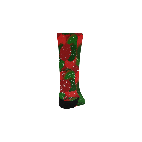 Christmas Snow Red and Green Custom Socks for Kids