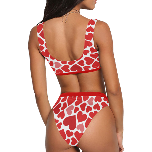 love hearts Sport Top & High-Waisted Bikini Swimsuit (Model S07)