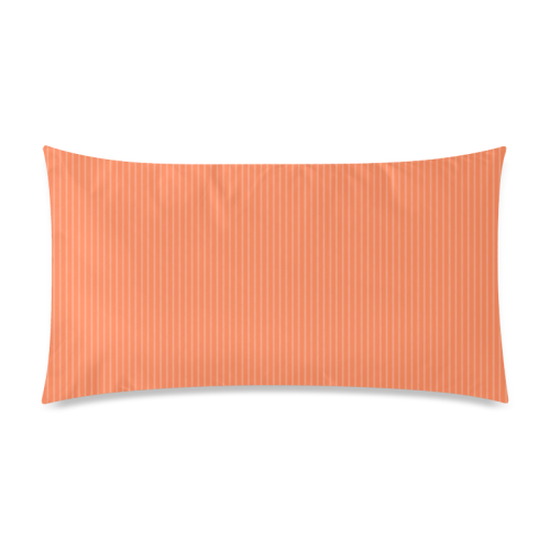 Living Coral Color Pinstripes Rectangle Pillow Case 20"x36"(Twin Sides)