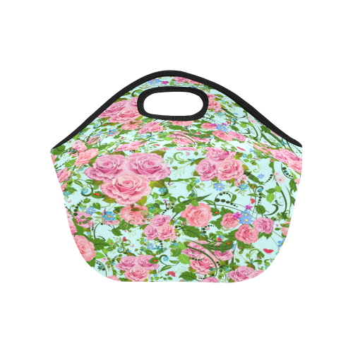 Pink flower pattern Neoprene Lunch Bag/Small (Model 1669)