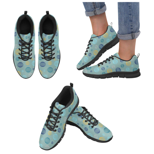 Striped bubbles pastel and neon teal Women's Breathable Running Shoes (Model 055)