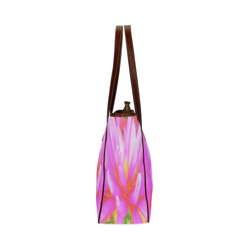 Fiery Hot Pink and Yellow Cactus Dahlia Classic Tote Bag (Model 1644)