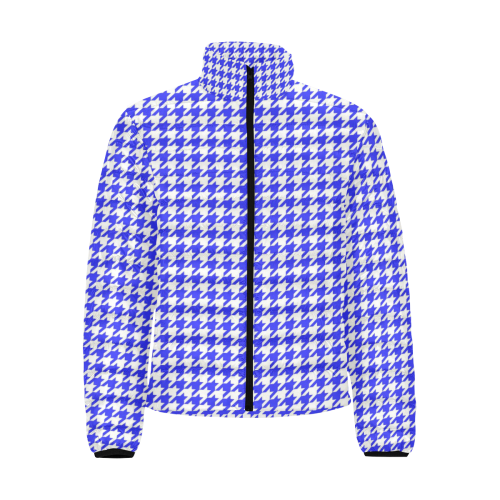 Friendly Houndstooth Pattern,blue by FeelGood Men's Stand Collar Padded Jacket (Model H41)