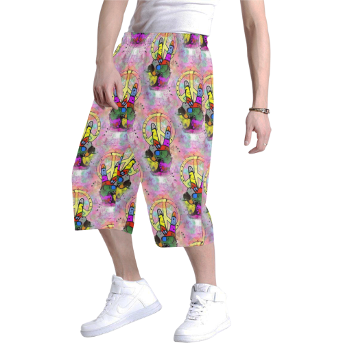 Peace Popart by Nico Bielow Men's All Over Print Baggy Shorts (Model L37)