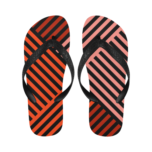 Diagonal Striped Pattern Flip Flops for Men/Women (Model 040)