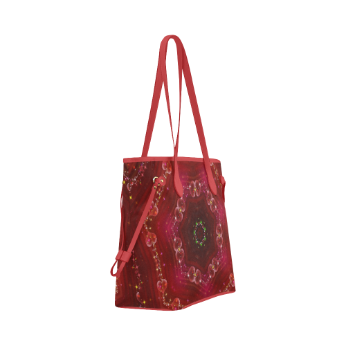 Love and Romance Glittering Ruby and Diamond Heart Clover Canvas Tote Bag (Model 1661)