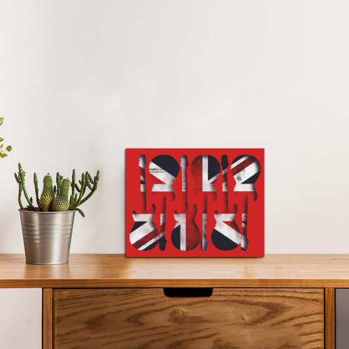 Union Jack British UK Flag Guitars Red Photo Panel for Tabletop Display 8"x6"