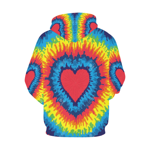 Tie Died Heart Hoodie All Over Print Hoodie for Women (USA Size) (Model H13)
