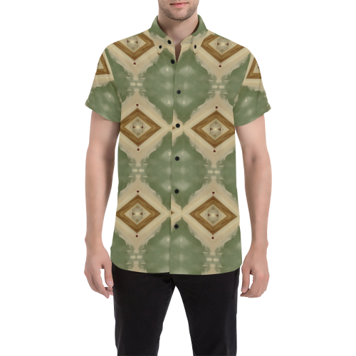 Geometric Camo Men's All Over Print Short Sleeve Shirt/Large Size (Model T53)