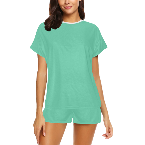color medium aquamarine Women's Short Pajama Set